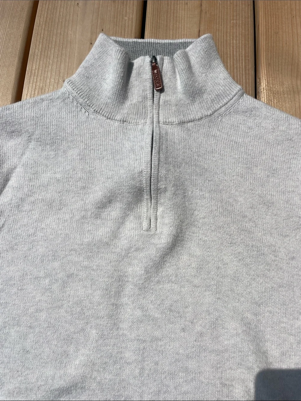 J. Crew Men's Light Gray 1/4 Zip  Mock Collar Sweater